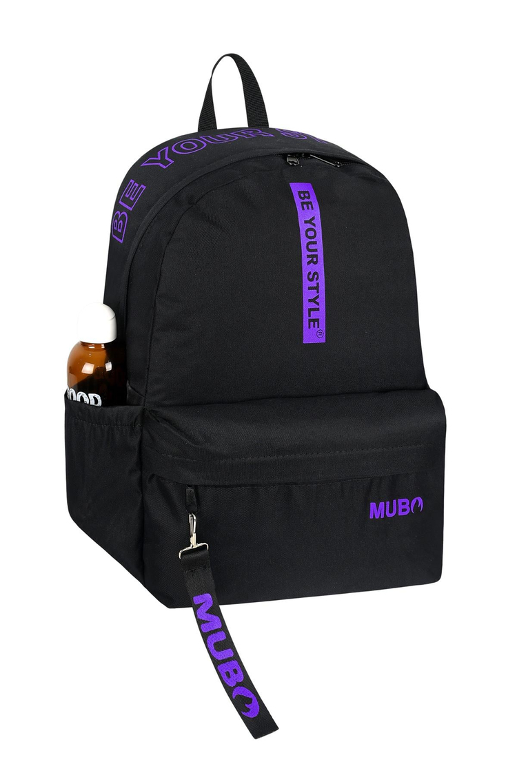 Geniş Hacimli Günlük ve Okul Kullanımına Uygun Unisex Siyah Mor Sırt Çantası TBPWCNT005