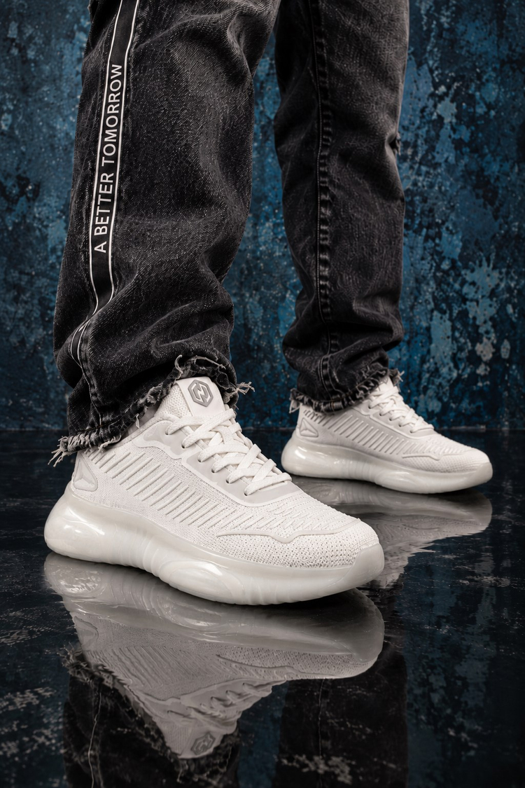 Hava Yastığı Detaylı Bağcıklı Sneaker Erkek Beyaz Sneaker TBNORA