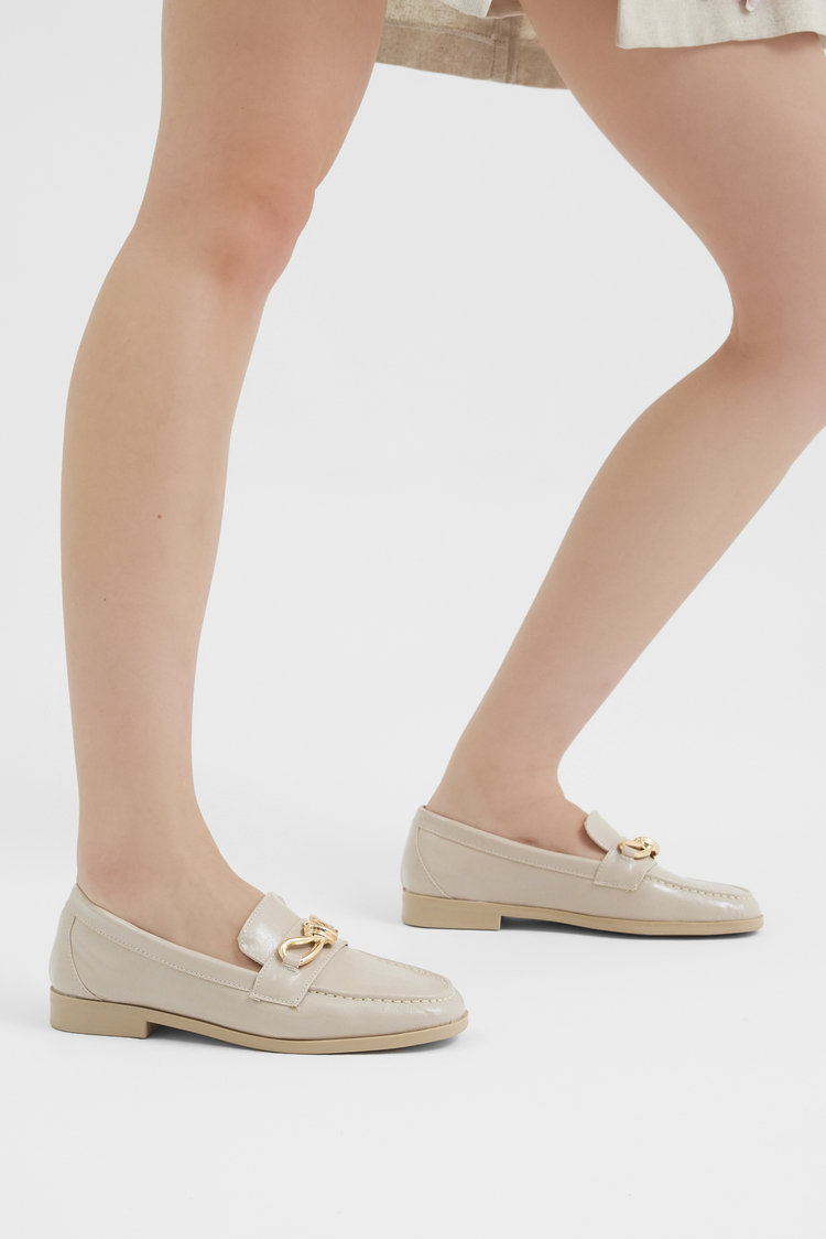Kadın Klasik Loafer Toka Detayl Babet Günlük  Babet Kadın Bej Babet TBOMRSR1030