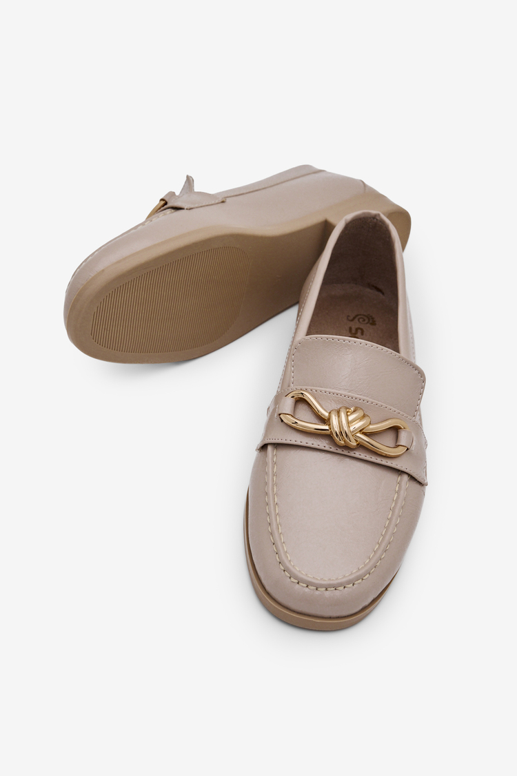Kadın Klasik Loafer Toka Detayl Babet Günlük  Babet Kadın Bej Babet TBOMRSR1030