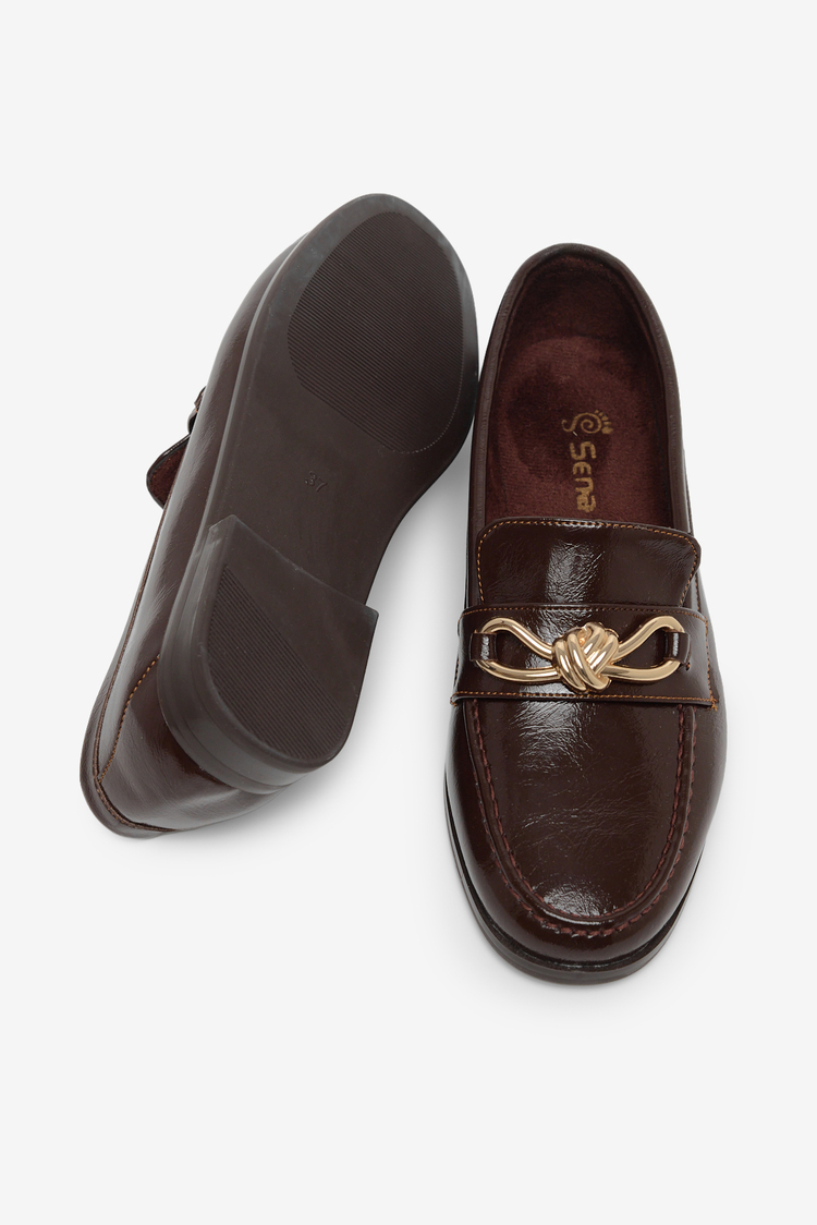 Kadın Klasik Loafer Toka Detayl Babet Günlük  Babet Kadın Kahve Babet TBOMRSR1030