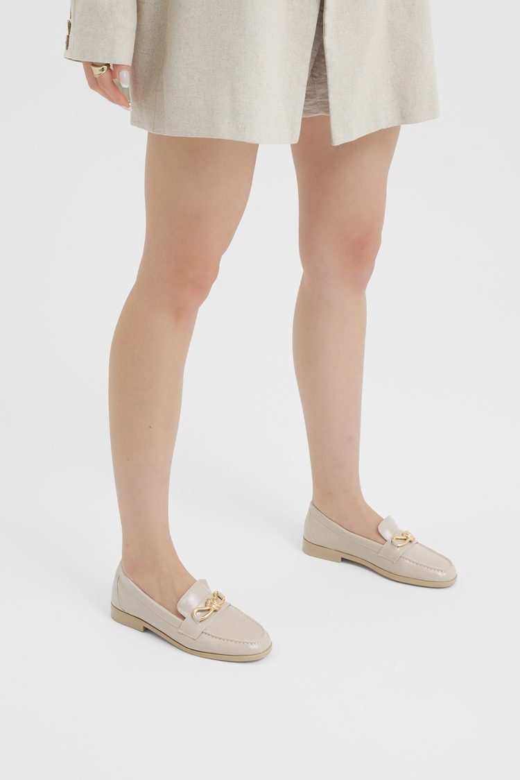 Kadın Klasik Loafer Toka Detayl Babet Günlük  Babet Kadın Bej Babet TBOMRSR1030