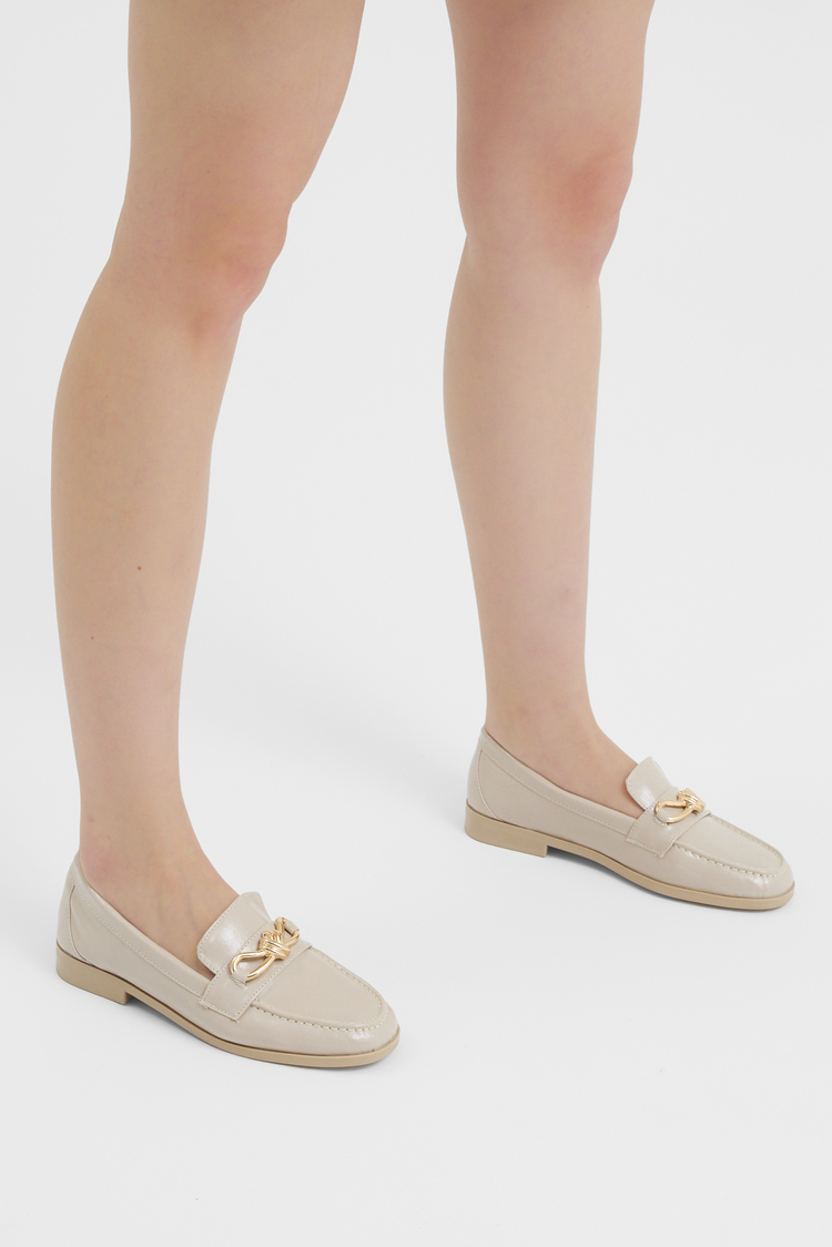 Kadın Klasik Loafer Toka Detayl Babet Günlük  Babet Kadın Bej Babet TBOMRSR1030