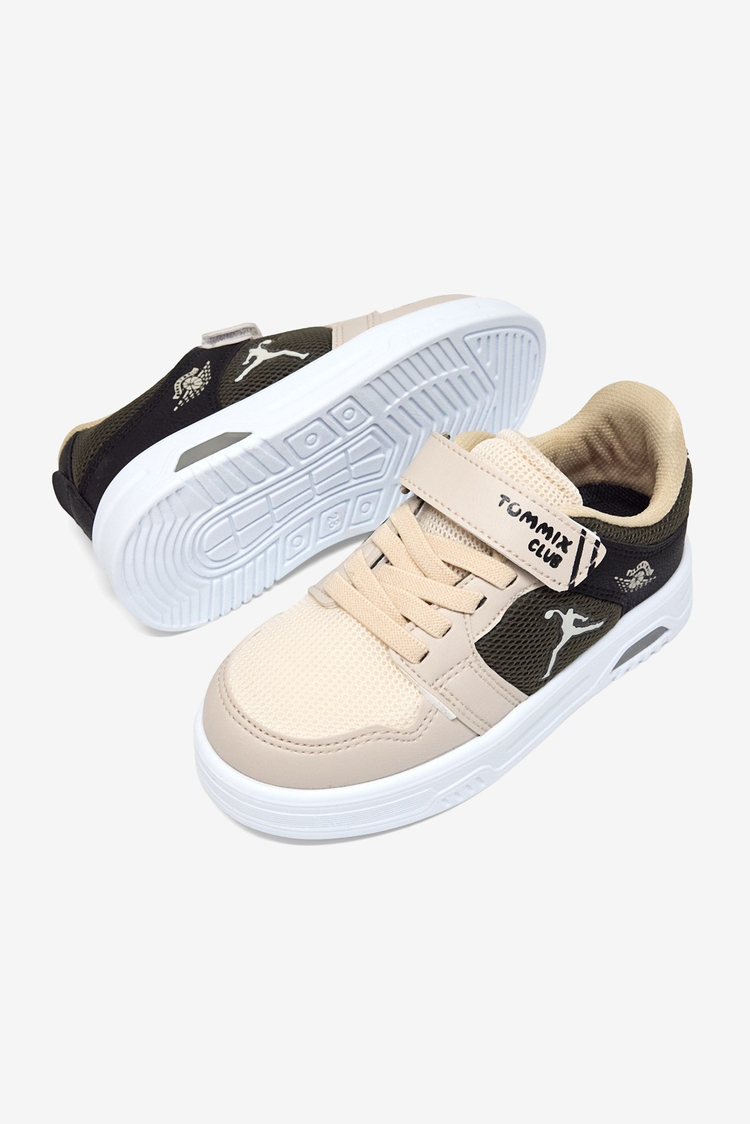 Kauçuk Taban Cırtlı Işıklı Sneaker Çocuk Unisex Bej Haki Siyah Sneaker TBDLT510