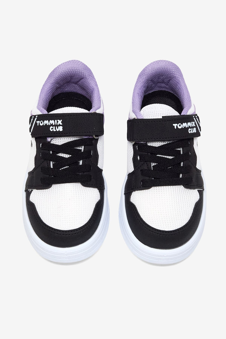 Kauçuk Taban Cırtlı Işıklı Sneaker Çocuk Unisex Siyah Lila Sneaker TBDLT510