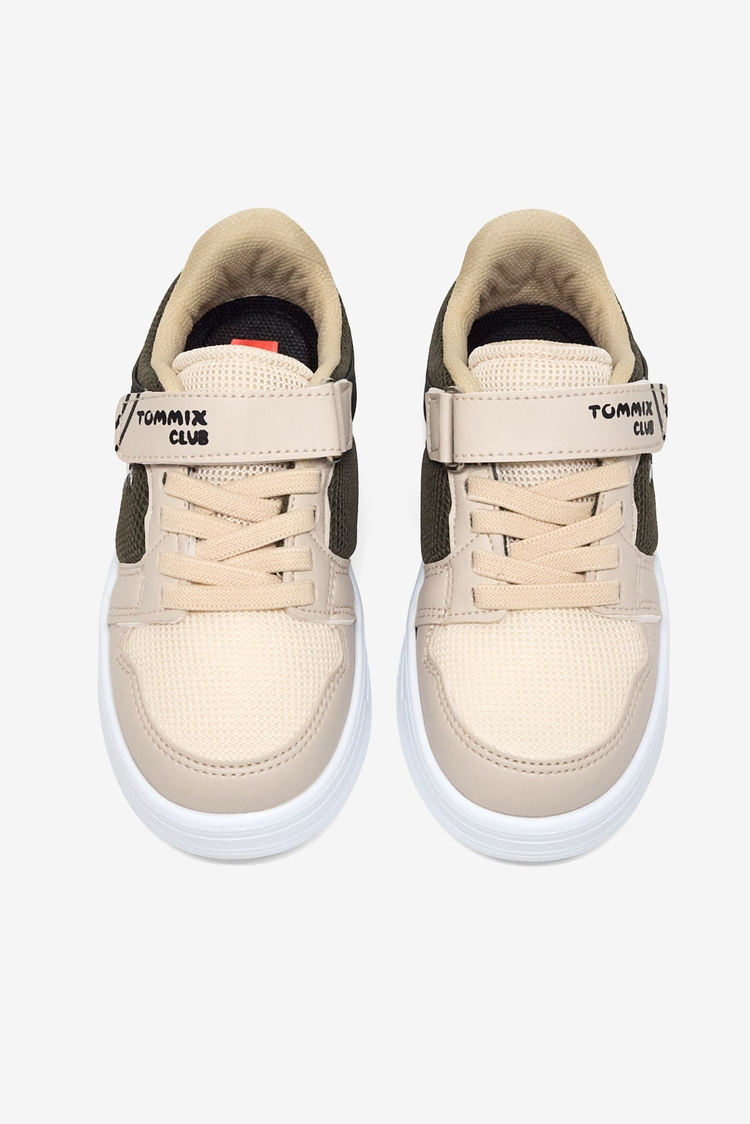Kauçuk Taban Cırtlı Işıklı Sneaker Çocuk Unisex Bej Haki Siyah Sneaker TBDLT510