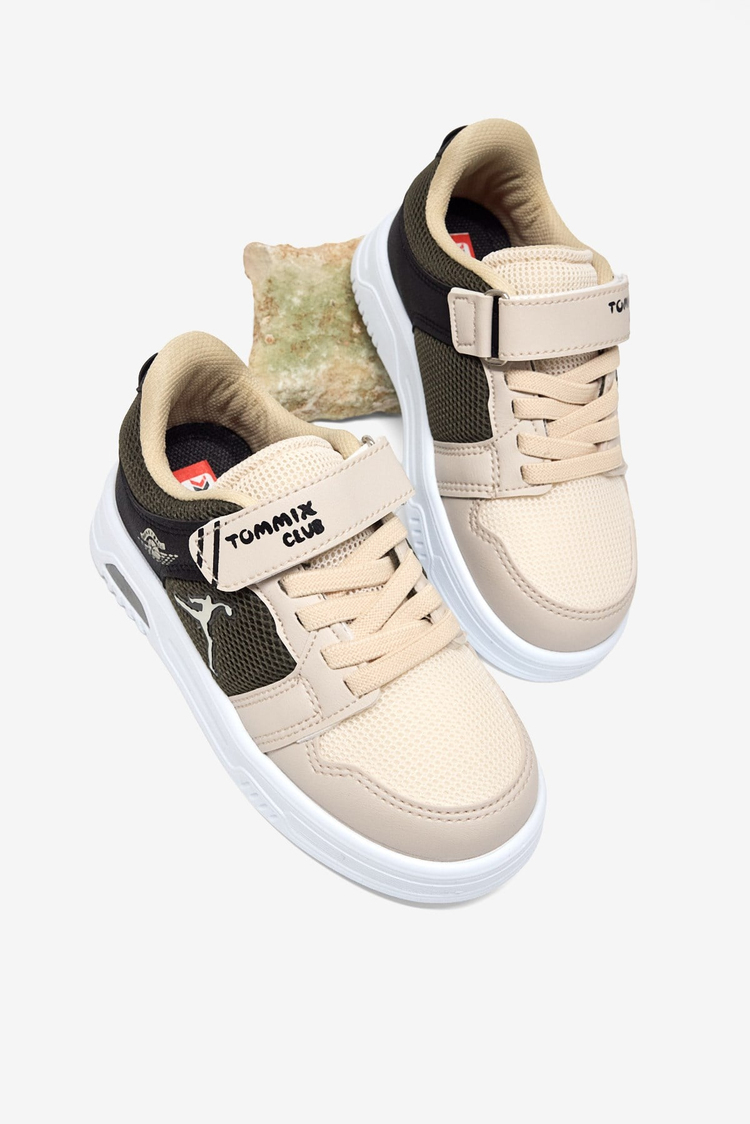 Kauçuk Taban Cırtlı Işıklı Sneaker Çocuk Unisex Bej Haki Siyah Sneaker TBDLT510