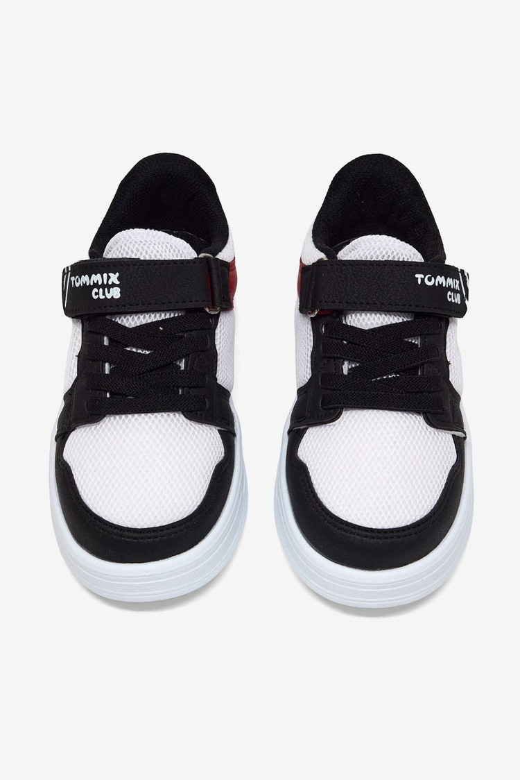 Kauçuk Taban Cırtlı Işıklı Sneaker Çocuk Unisex Siyah Beyaz Kırmızı Sneaker TBDLT510