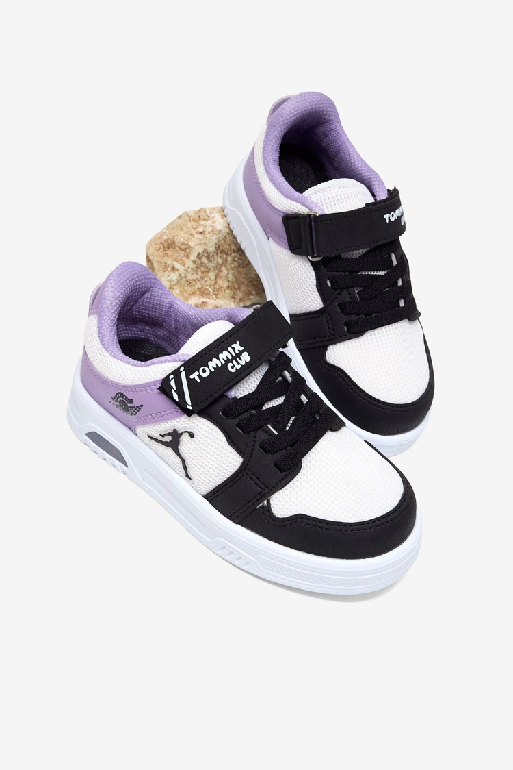Kauçuk Taban Cırtlı Işıklı Sneaker Çocuk Unisex Siyah Lila Sneaker TBDLT510