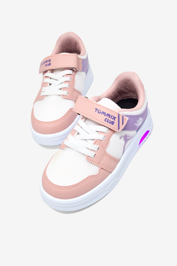 Kauçuk Taban Cırtlı Işıklı Sneaker Çocuk Unisex Pudra Lila Beyaz Sneaker TBDLT510