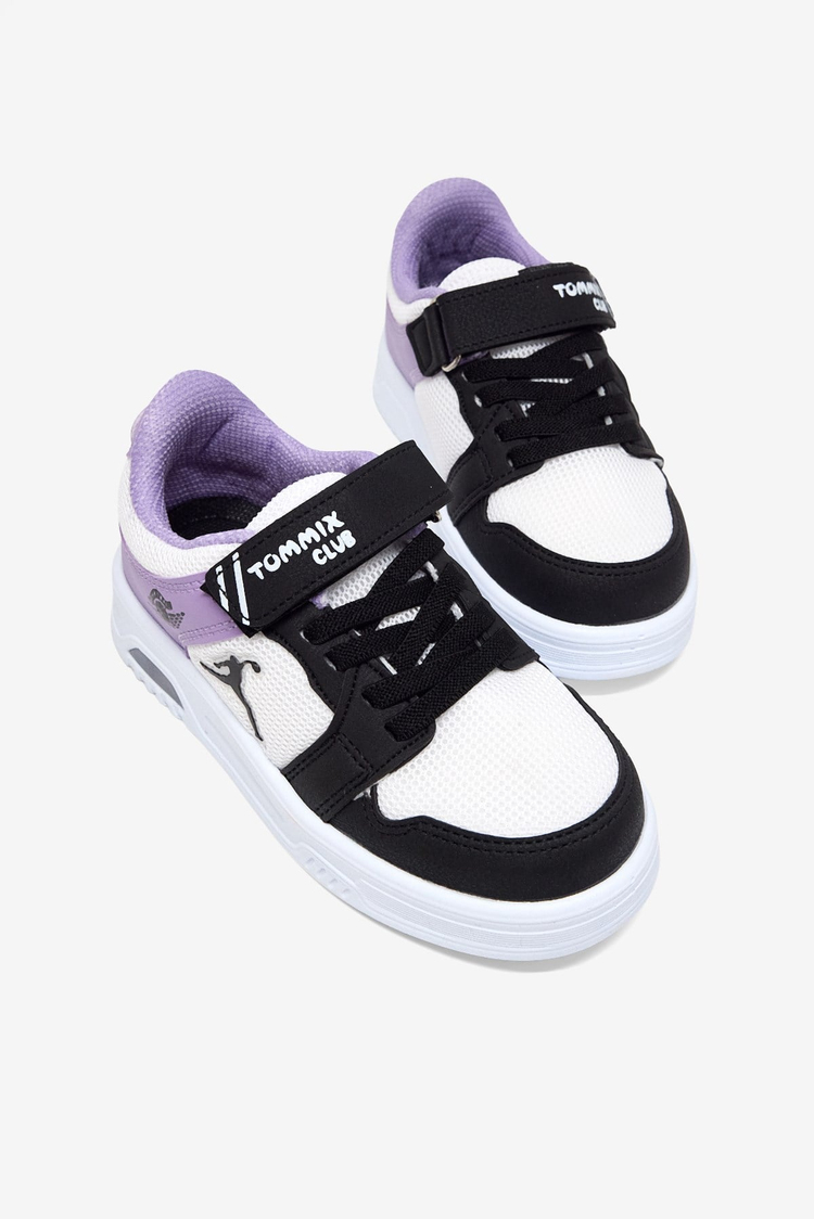 Kauçuk Taban Cırtlı Işıklı Sneaker Çocuk Unisex Siyah Lila Sneaker TBDLT510