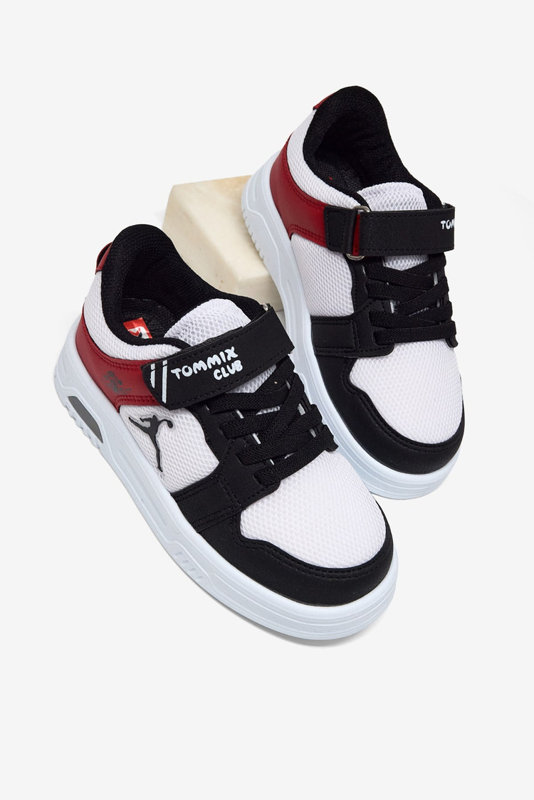Kauçuk Taban Cırtlı Işıklı Sneaker Çocuk Unisex Siyah Beyaz Kırmızı Sneaker TBDLT510