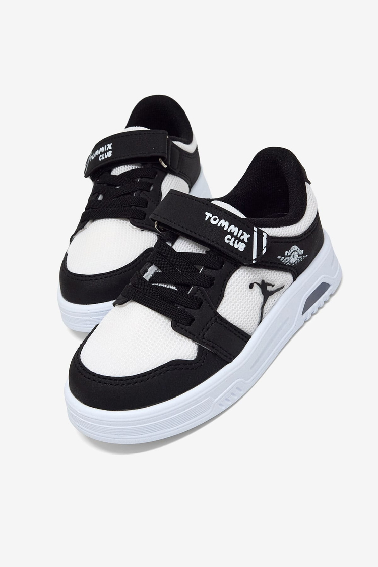 Kauçuk Taban Cırtlı Işıklı Sneaker Çocuk Unisex Siyah Beyaz Sneaker TBDLT510