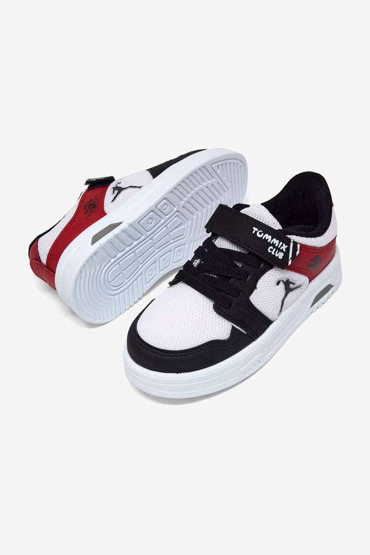 Kauçuk Taban Cırtlı Işıklı Sneaker Çocuk Unisex Siyah Beyaz Kırmızı Sneaker TBDLT510
