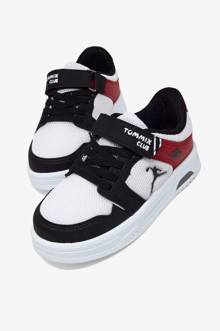 Kauçuk Taban Cırtlı Işıklı Sneaker Çocuk Unisex Siyah Beyaz Kırmızı Sneaker TBDLT510