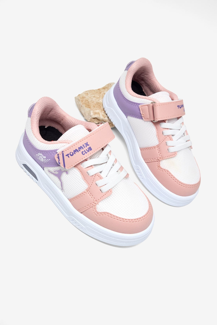Kauçuk Taban Cırtlı Işıklı Sneaker Çocuk Unisex Pudra Lila Beyaz Sneaker TBDLT510