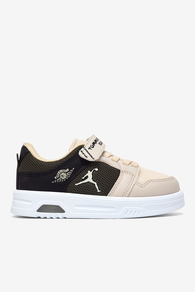 Kauçuk Taban Cırtlı Işıklı Sneaker Çocuk Unisex Bej Haki Siyah Sneaker TBDLT510