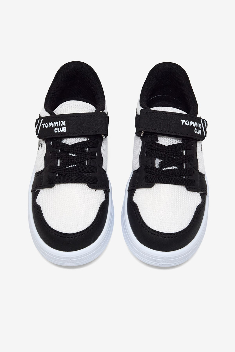 Kauçuk Taban Cırtlı Işıklı Sneaker Çocuk Unisex Siyah Beyaz Sneaker TBDLT510