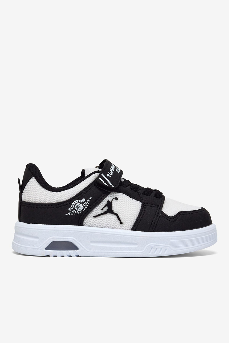 Kauçuk Taban Cırtlı Işıklı Sneaker Çocuk Unisex Siyah Beyaz Sneaker TBDLT510