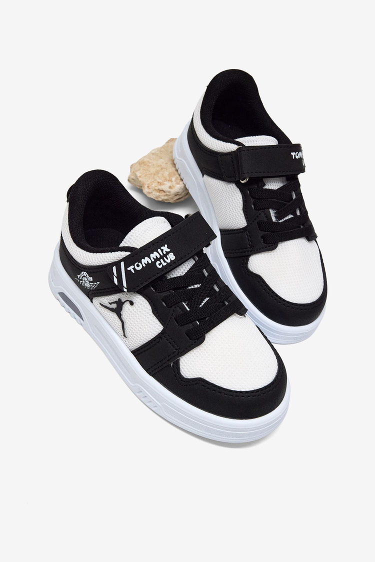 Kauçuk Taban Cırtlı Işıklı Sneaker Çocuk Unisex Siyah Beyaz Sneaker TBDLT510
