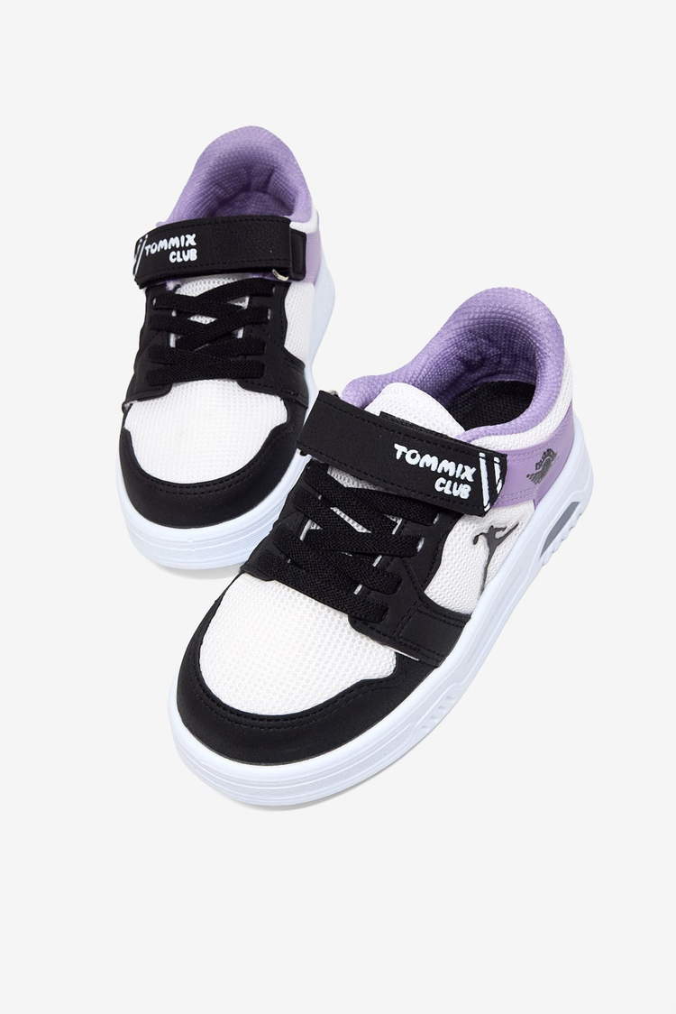 Kauçuk Taban Cırtlı Işıklı Sneaker Çocuk Unisex Siyah Lila Sneaker TBDLT510