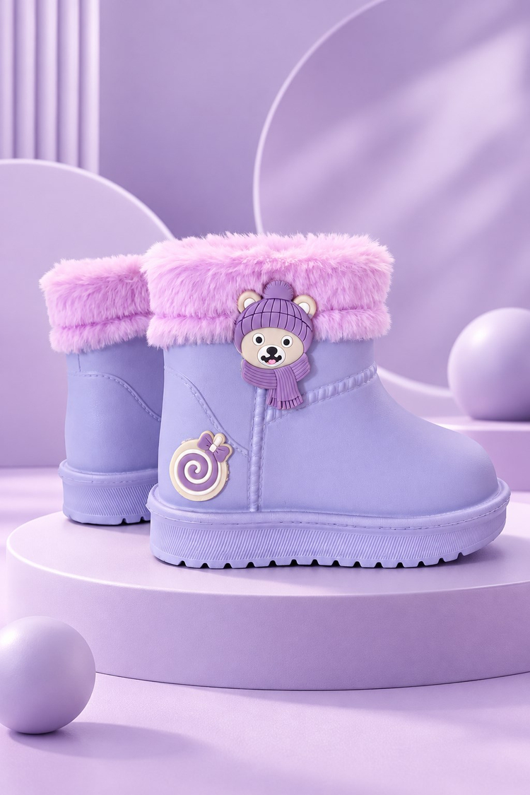 Kürk Detaylı Su Geçirmez Yağmur Bot Çocuk Unisex Lila Bot TBCCK005