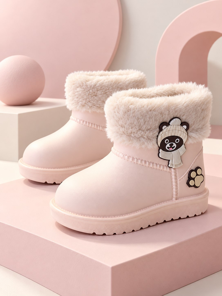 Kürk Detaylı Su Geçirmez Yağmur Bot Çocuk Unisex Pudra Bot TBCCK005