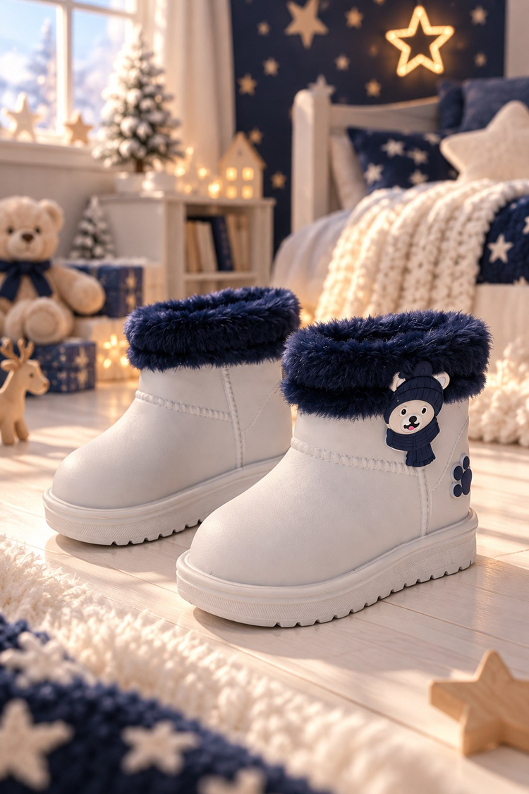 Kürk Detaylı Su Geçirmez Yağmur Bot Çocuk Unisex Gri Bot TBCCK005