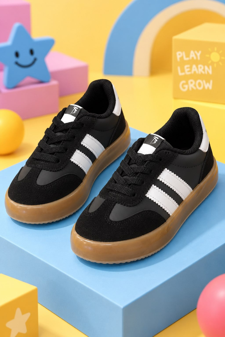 Microlight Taban Rahat Bağcıklı Sneaker Çocuk Unisex Siyah Beyaz Sneaker TBTMKD080
