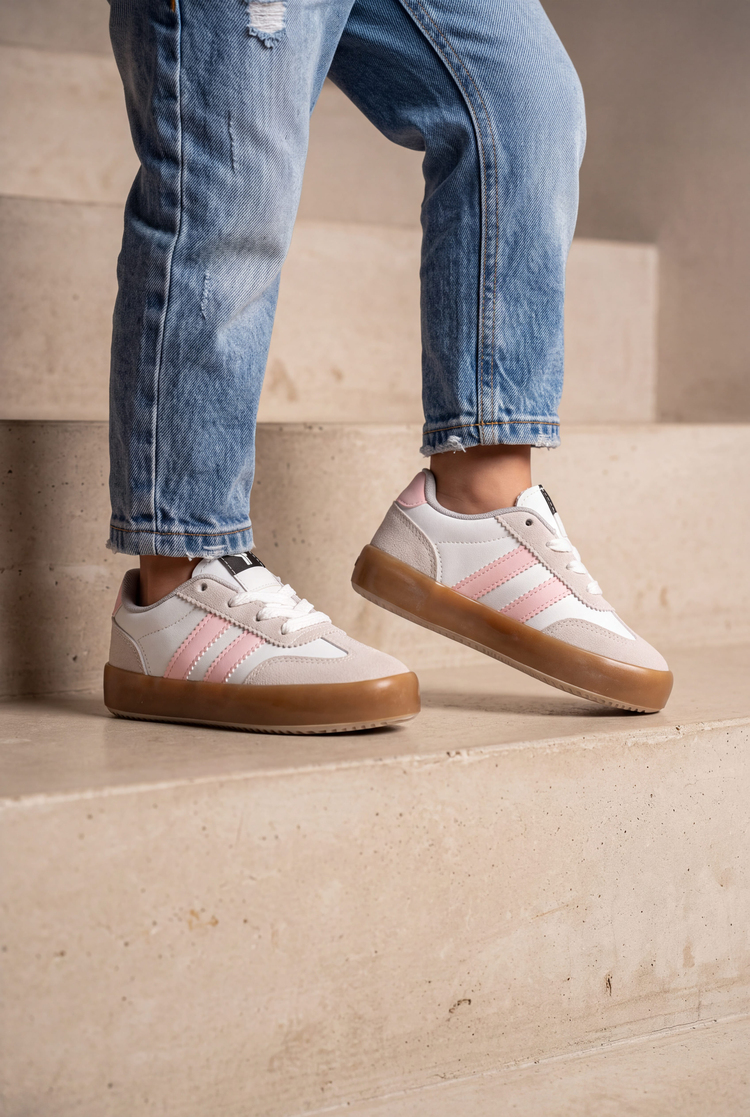 Microlight Taban Rahat Bağcıklı Sneaker Çocuk Unisex Beyaz Şeker Pembe Sneaker TBTMKD080