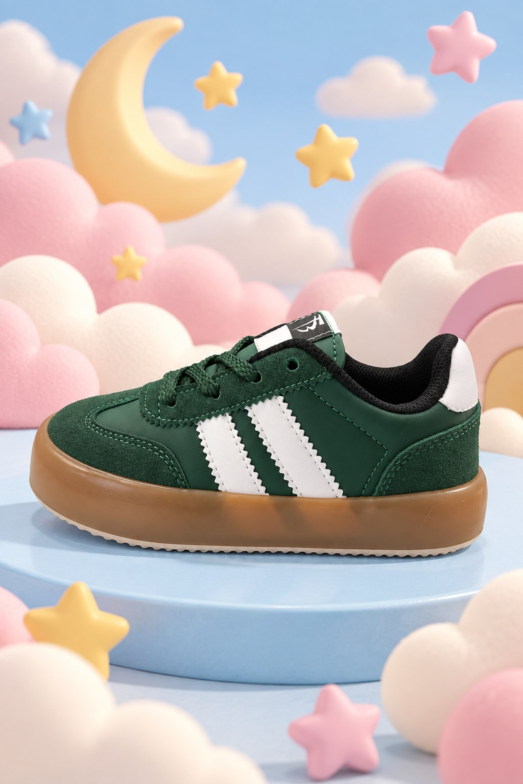 Microlight Taban Rahat Bağcıklı Sneaker Çocuk Unisex Yeşil Beyaz Sneaker TBTMKD080