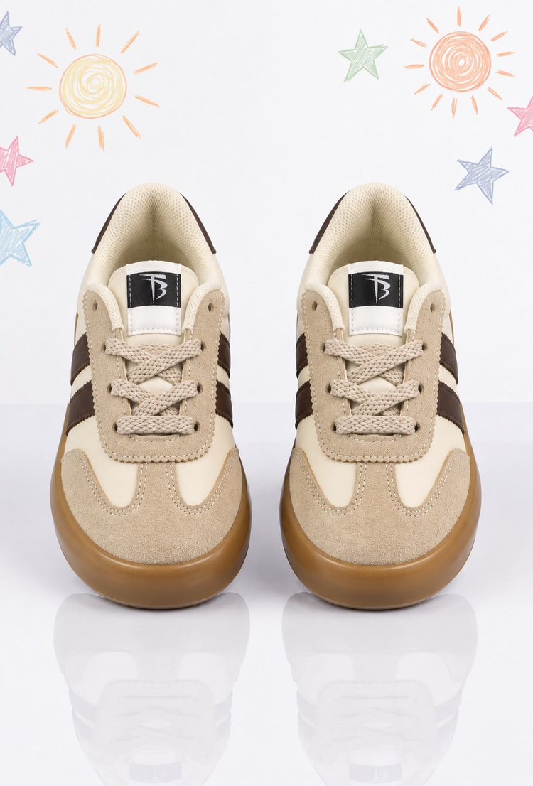 Microlight Taban Rahat Bağcıklı Sneaker Çocuk Unisex Bej Kahve Sneaker TBTMKD080