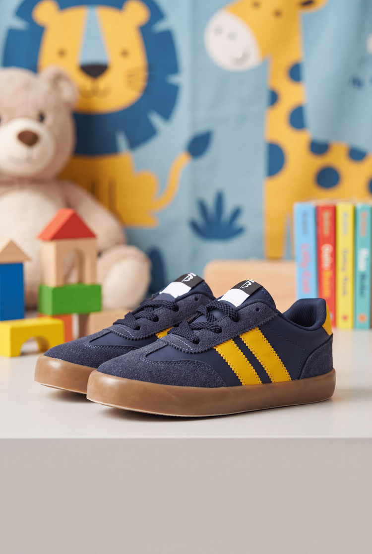Microlight Taban Rahat Bağcıklı Sneaker Çocuk Unisex Lacivert Sarı Sneaker TBTMKD080