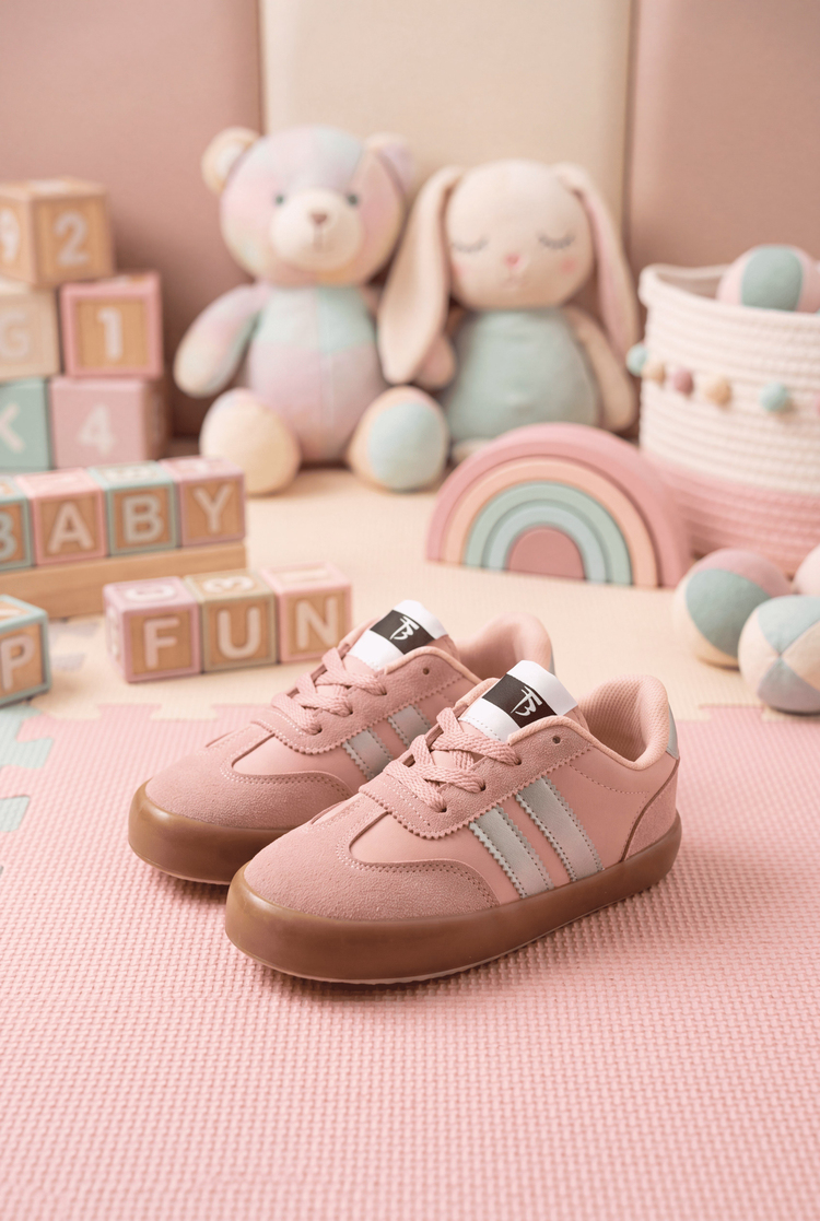 Microlight Taban Rahat Bağcıklı Sneaker Çocuk Unisex Pudra Gümüş Sneaker TBTMKD080