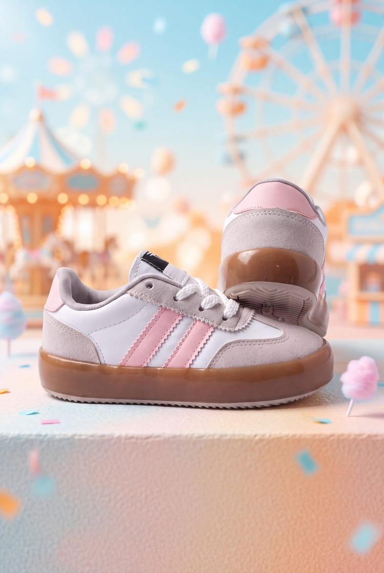 Microlight Taban Rahat Bağcıklı Sneaker Çocuk Unisex Beyaz Şeker Pembe Sneaker TBTMKD080