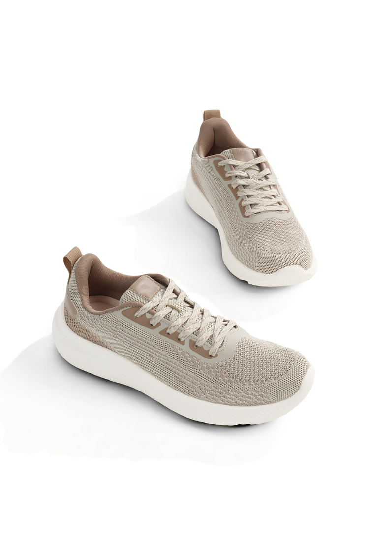 Nefes Alabilen Bağcıklı Sneaker Erkek Bej Sneaker TBPDR