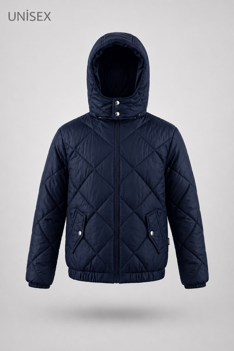 Normal Kalıp Baklava Detaylı Kapüşonlu Mont Çocuk Unisex Laci Mat  TBDRV015