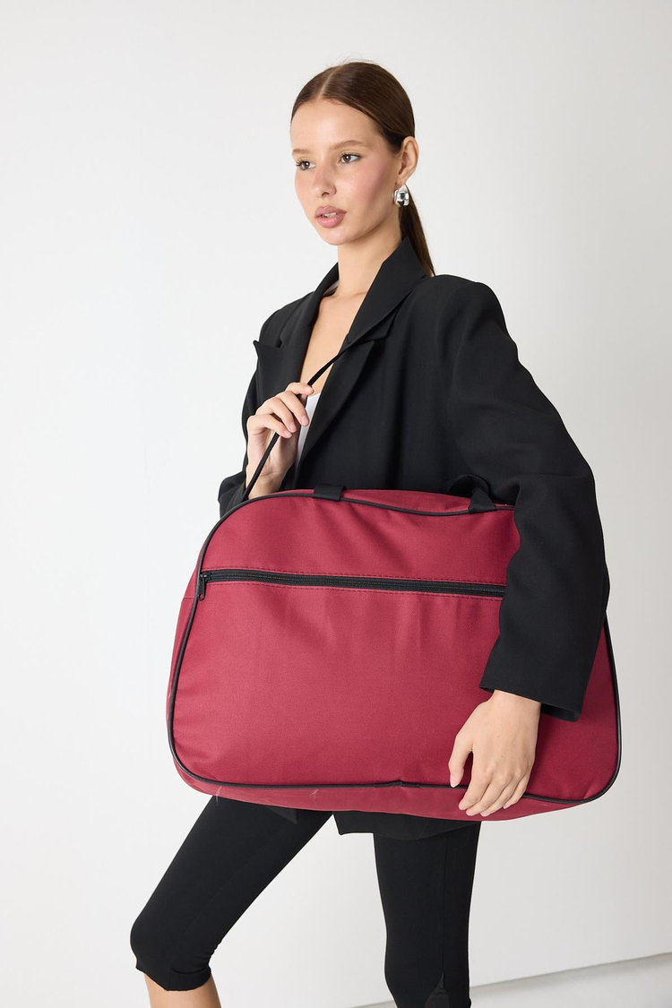 Önü Fermuarlı Unisex Bordo Seyehat ve Spor Çantası TBPWCNT020