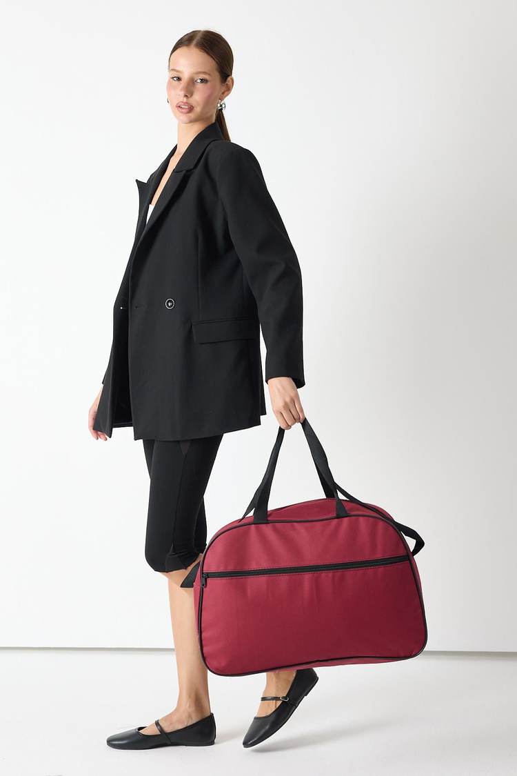 Önü Fermuarlı Unisex Bordo Seyehat ve Spor Çantası TBPWCNT020