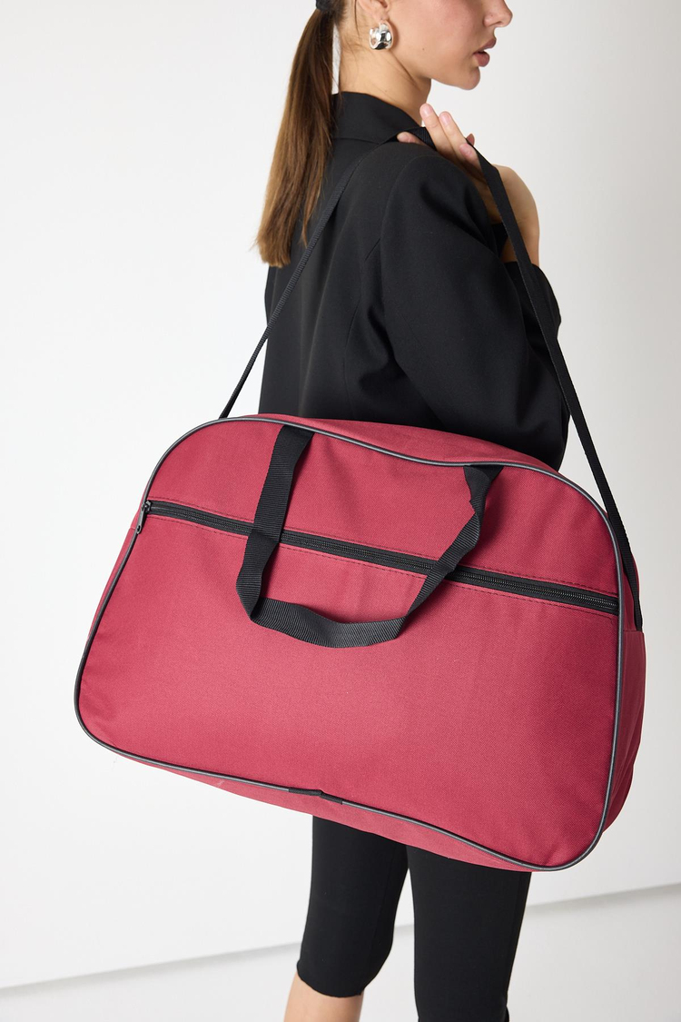 Önü Fermuarlı Unisex Bordo Seyehat ve Spor Çantası TBPWCNT020