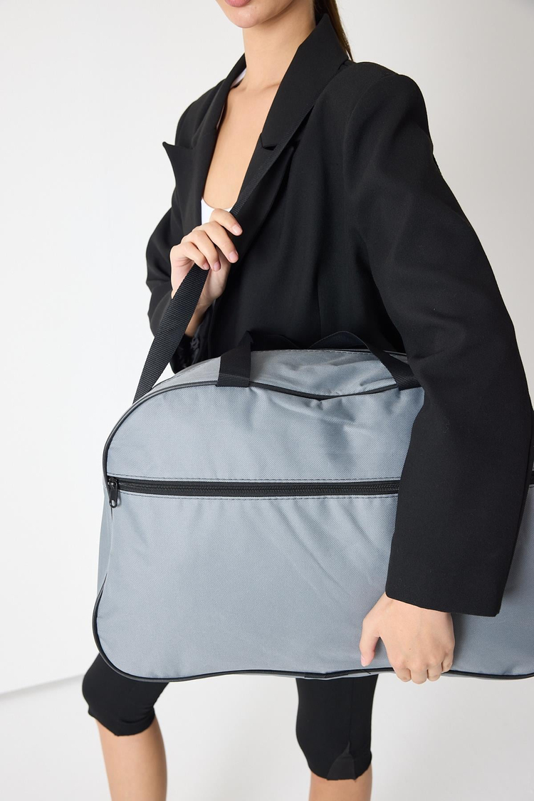 Önü Fermuarlı Unisex Gri Seyehat ve Spor Çantası TBPWCNT020
