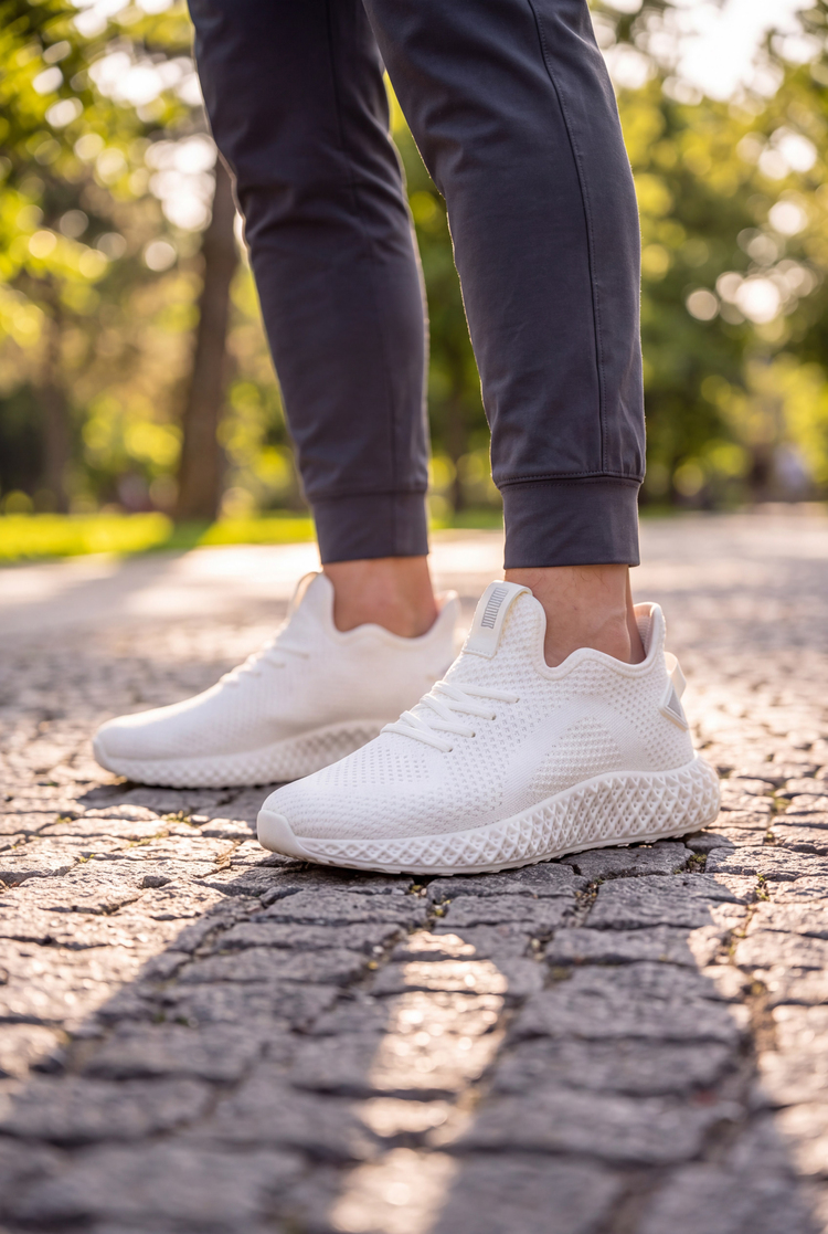 Örgü File Detaylı Bağcıklı Sneaker Unisex Beyaz Sneaker TBNEST