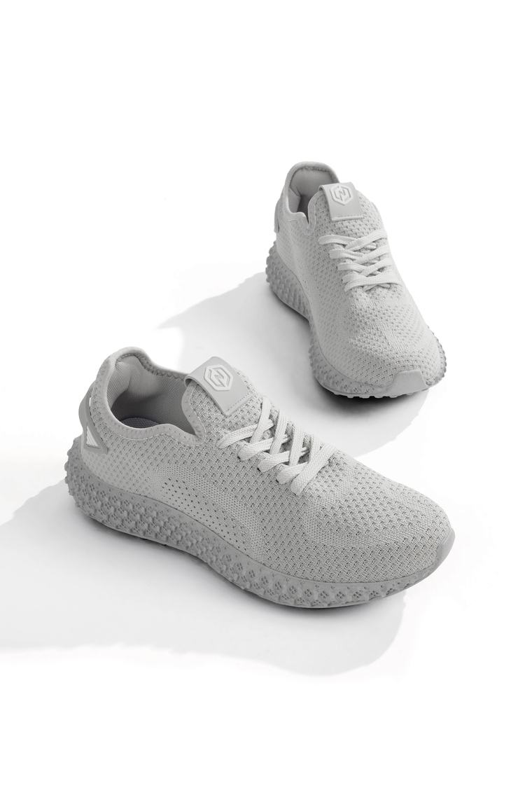 Örgü File Detaylı Bağcıklı Sneaker Unisex Gri Sneaker TBNEST