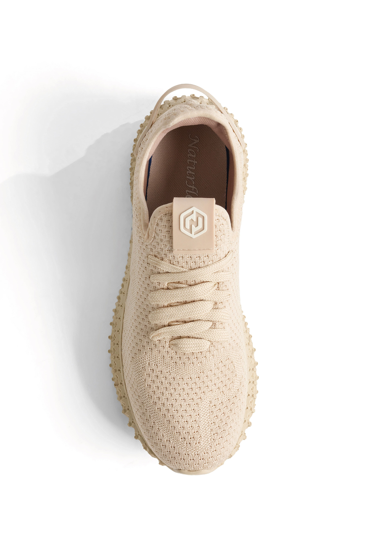 Örgü File Detaylı Bağcıklı Sneaker Unisex Bej Sneaker TBNEST