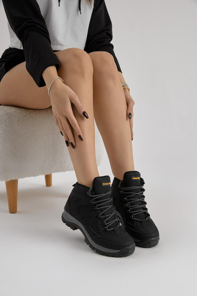 Rahat Kalıp Bağcıklı Unisex Siyah Trekking Bot V2RTS-0K