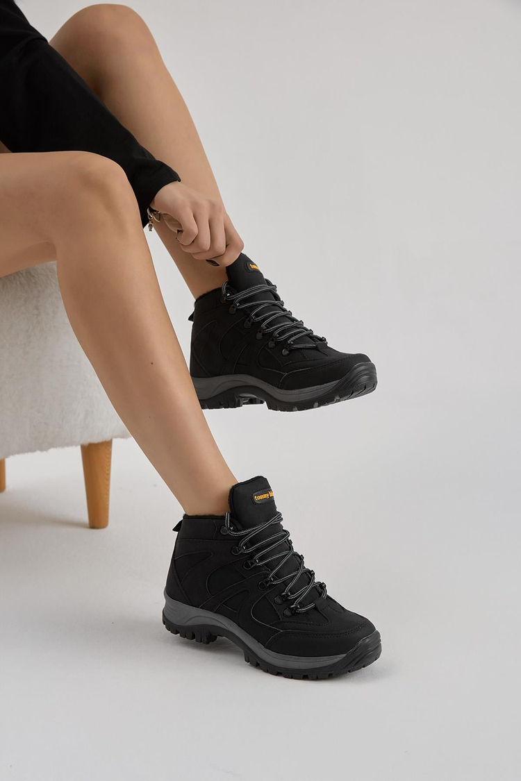 Rahat Kalıp Bağcıklı Unisex Siyah Trekking Bot V2RTS-0K