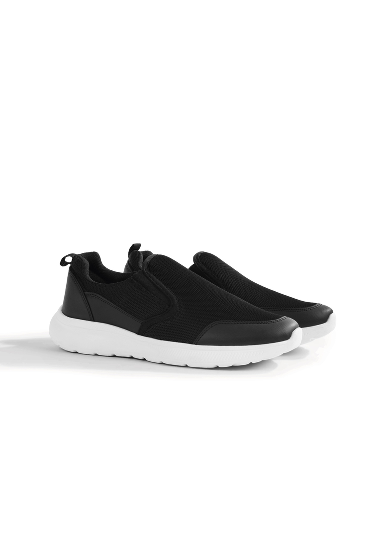 Rahat Kalıp Bağcıksız Sneaker Erkek Siyah Siyah Sneaker TBALFA