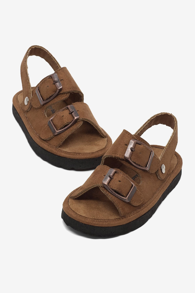 Rahat Kalıp Çift Tokalı Bebe Paitk Sandalet Çocuk Unisex Taba Sandalet TBÖZDR005
