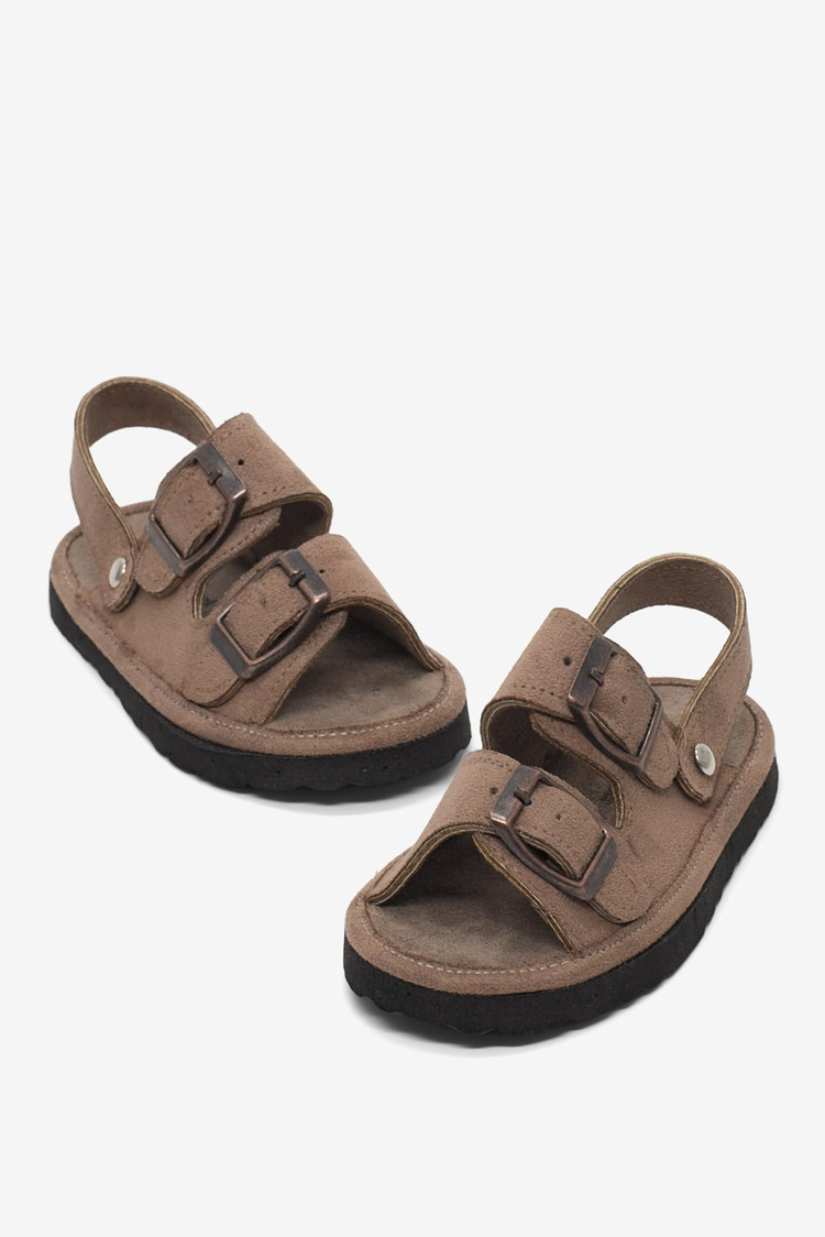 Rahat Kalıp Çift Tokalı Bebe Paitk Sandalet Çocuk Unisex Vizon Sandalet TBÖZDR005