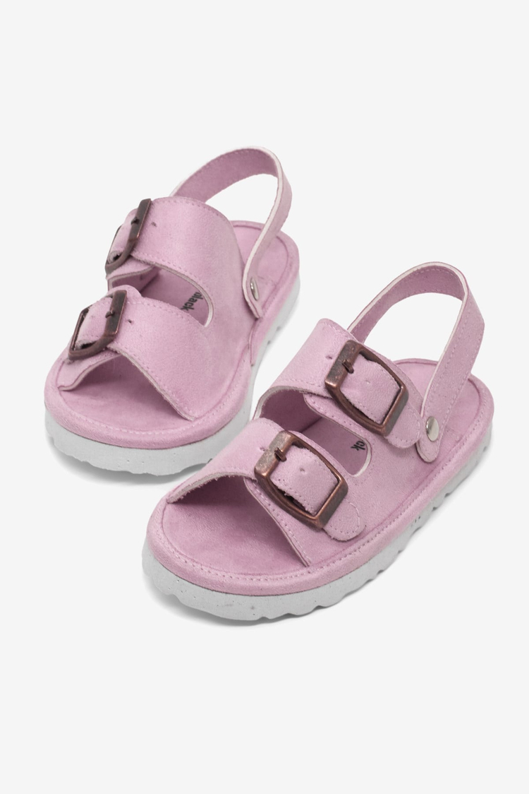 Rahat Kalıp Çift Tokalı Bebe Paitk Sandalet Çocuk Unisex Pudra Sandalet TBÖZDR005